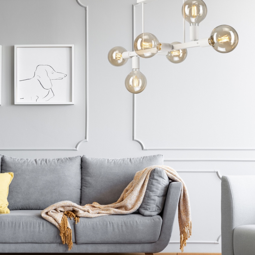 Lámpara colgante ASTRID 6xE27/60W/230V blanco