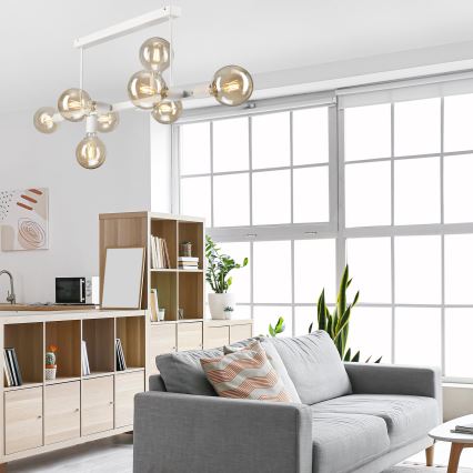 Lámpara colgante ASTRID 8xE27/60W/230V blanco