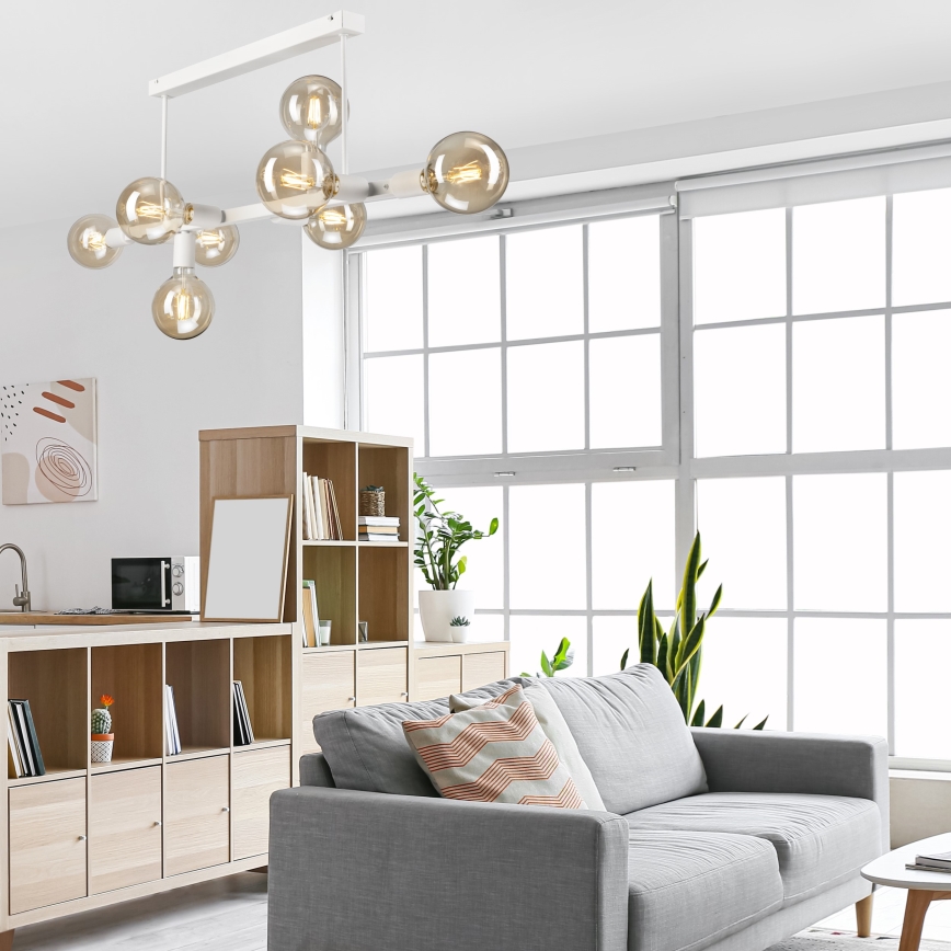 Lámpara colgante ASTRID 8xE27/60W/230V blanco
