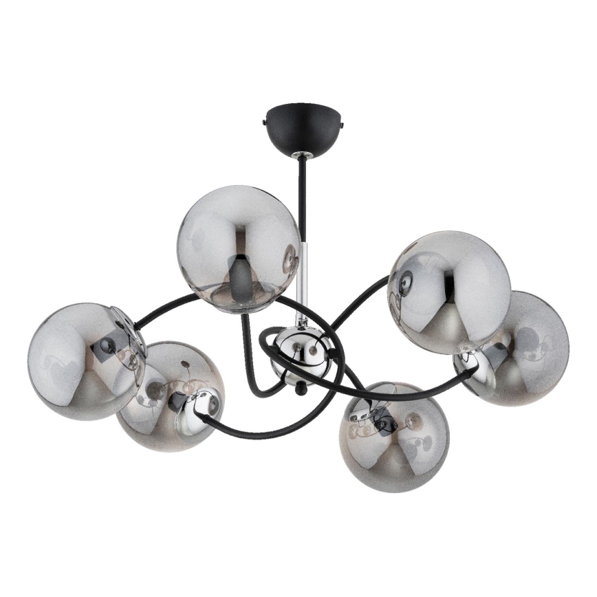 Lámpara colgante AURORA 6xE14/10W/230V negro/cromo brillante