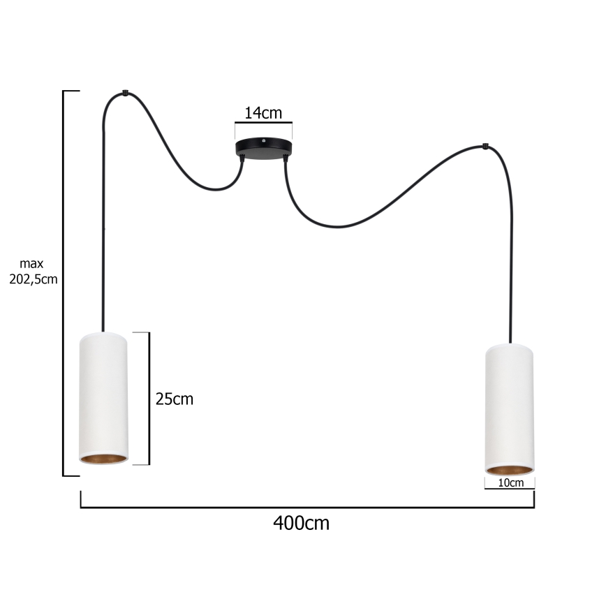 Lámpara colgante AVALO 2xE27/60W/230V araña blanco/cobre
