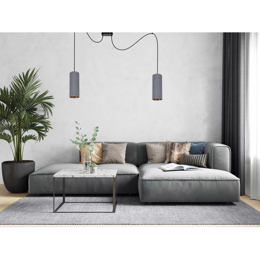 Lámpara colgante AVALO 2xE27/60W/230V araña gris