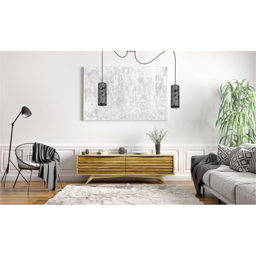 Lámpara colgante AVALO 2xE27/60W/230V araña gris/negro