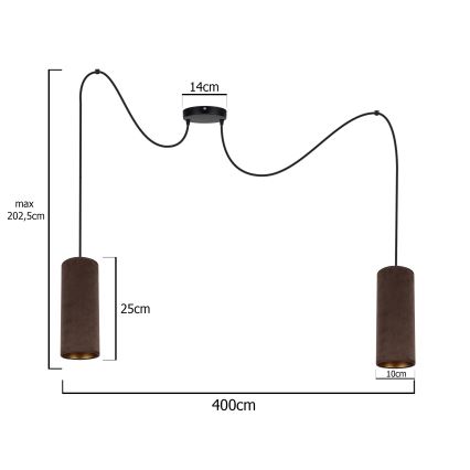 Lámpara colgante AVALO 2xE27/60W/230V araña marrón/cobre