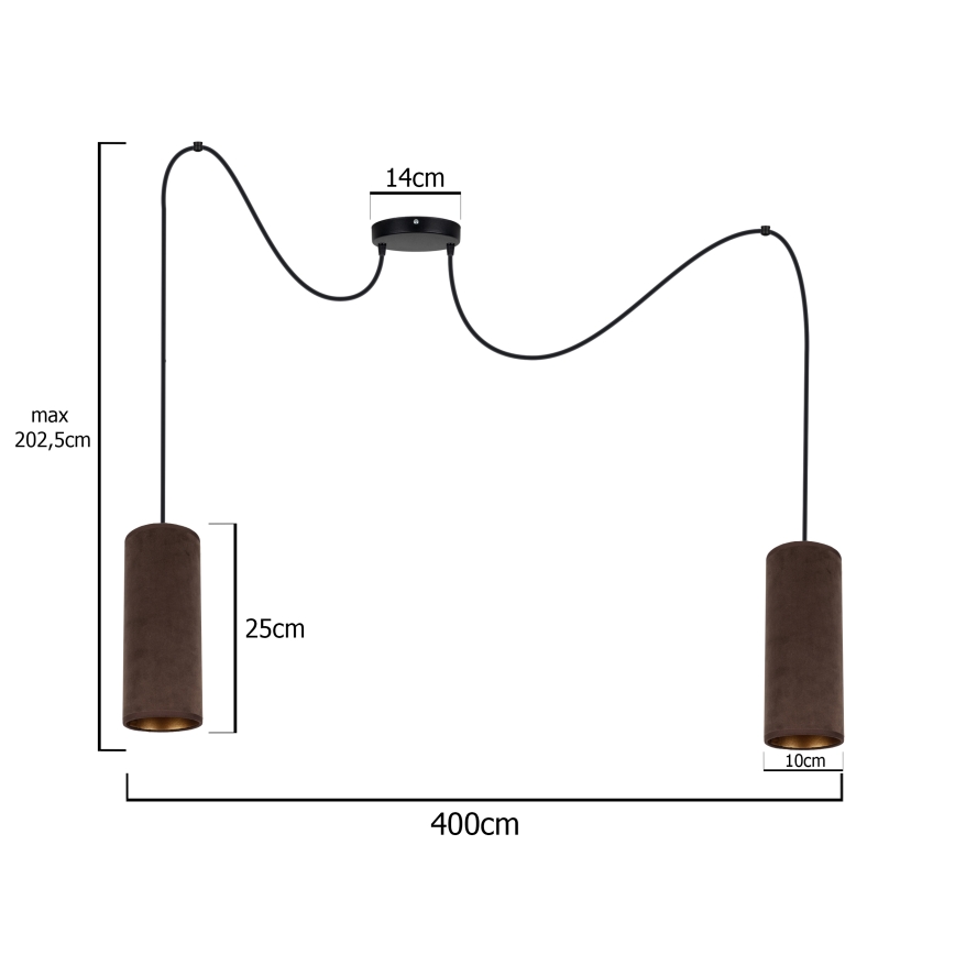 Lámpara colgante AVALO 2xE27/60W/230V araña marrón/cobre
