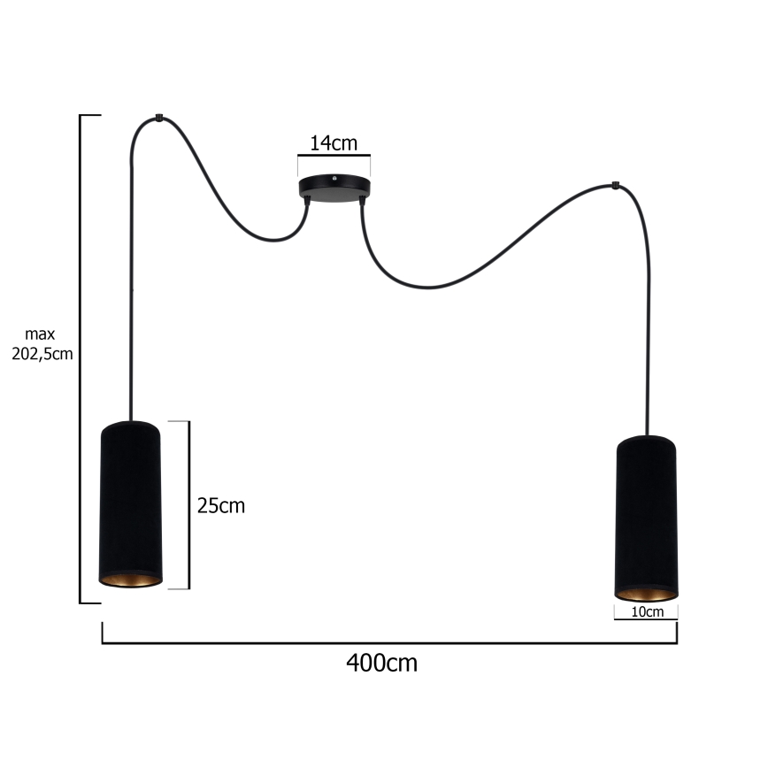 Lámpara colgante AVALO 2xE27/60W/230V araña negro
