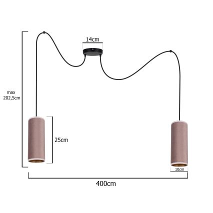 Lámpara colgante AVALO 2xE27/60W/230V araña rosa/cobre
