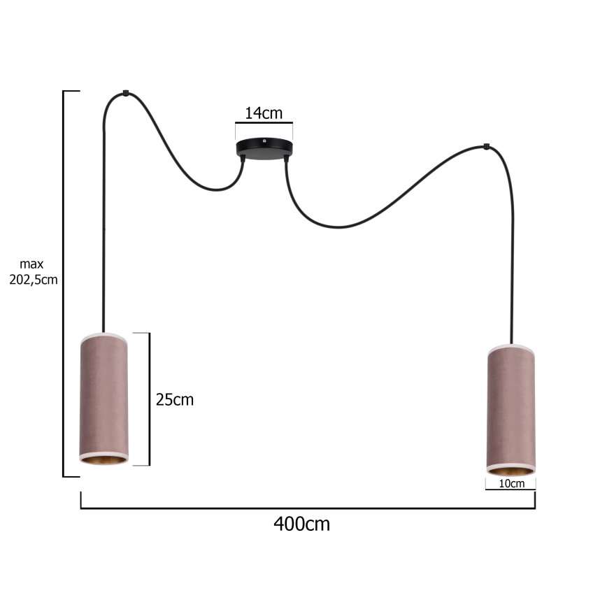Lámpara colgante AVALO 2xE27/60W/230V araña rosa/cobre
