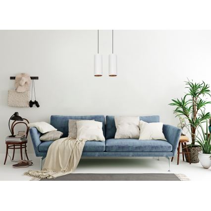 Lámpara colgante AVALO 2xE27/60W/230V blanco