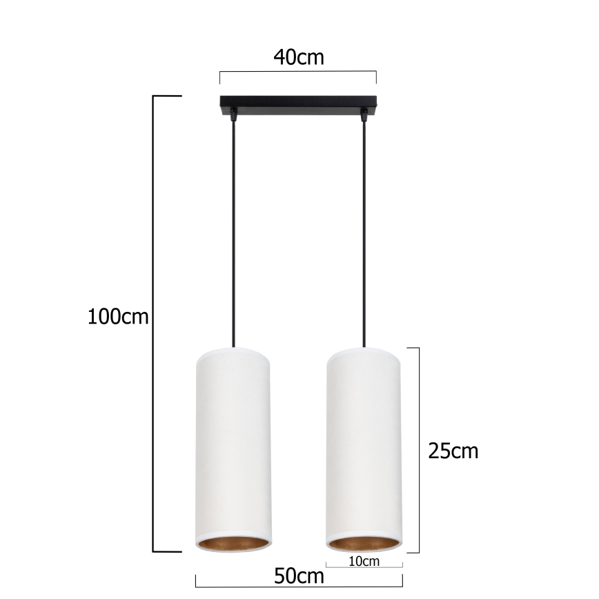 Lámpara colgante AVALO 2xE27/60W/230V blanco