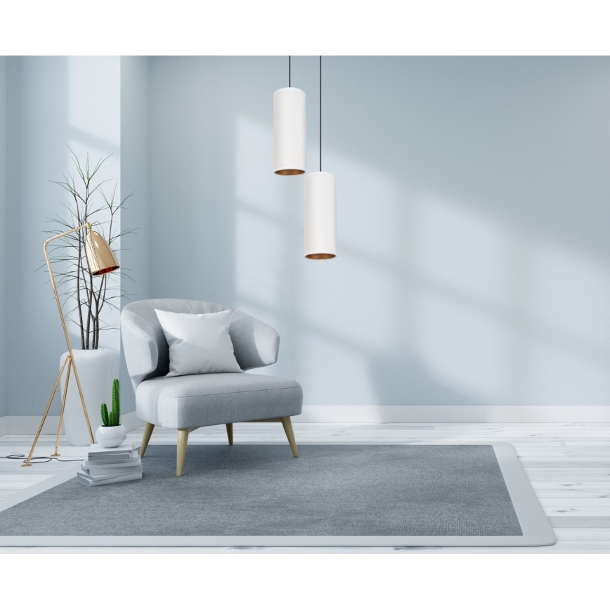 Lámpara colgante AVALO 2xE27/60W/230V diá. 20 cm blanco
