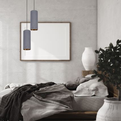 Lámpara colgante AVALO 2xE27/60W/230V diá. 20 cm gris