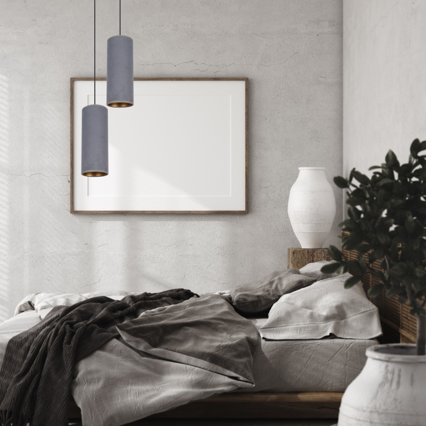 Lámpara colgante AVALO 2xE27/60W/230V diá. 20 cm gris