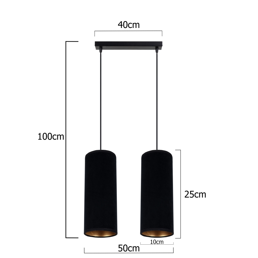 Lámpara colgante AVALO 2xE27/60W/230V negro
