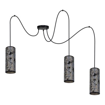 Lámpara colgante AVALO 3xE27/60W/230V araña gris/negro