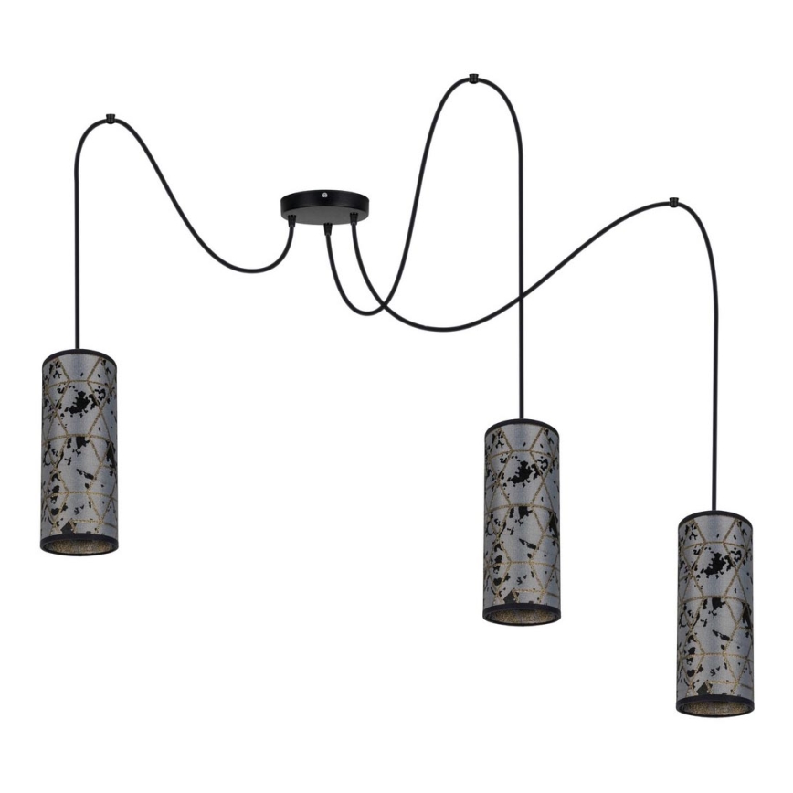 Lámpara colgante AVALO 3xE27/60W/230V araña gris/negro