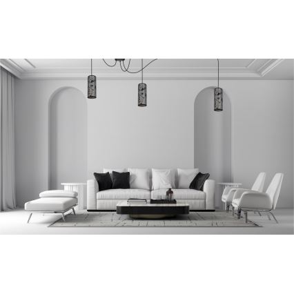 Lámpara colgante AVALO 3xE27/60W/230V araña gris/negro