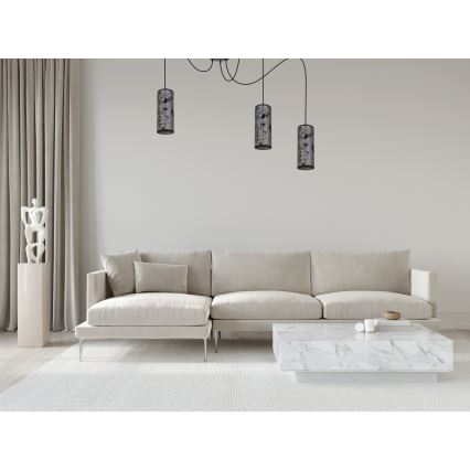 Lámpara colgante AVALO 3xE27/60W/230V araña gris/negro