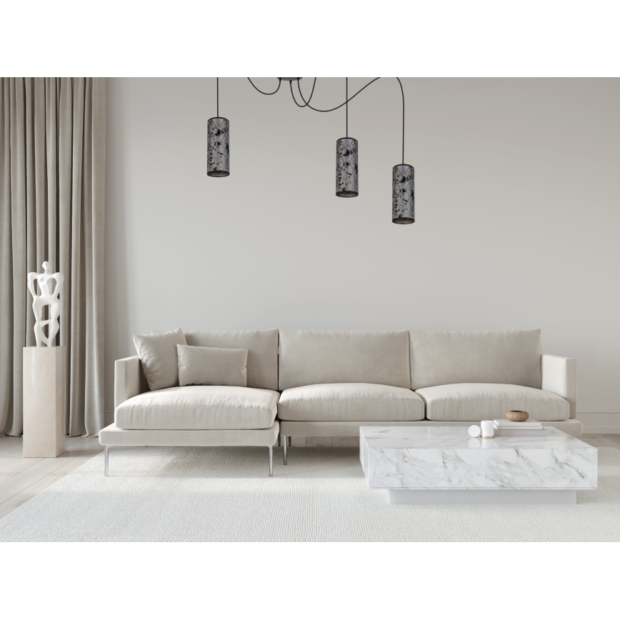 Lámpara colgante AVALO 3xE27/60W/230V araña gris/negro