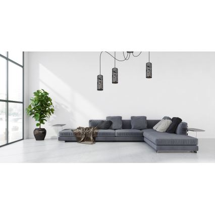 Lámpara colgante AVALO 3xE27/60W/230V araña gris/negro