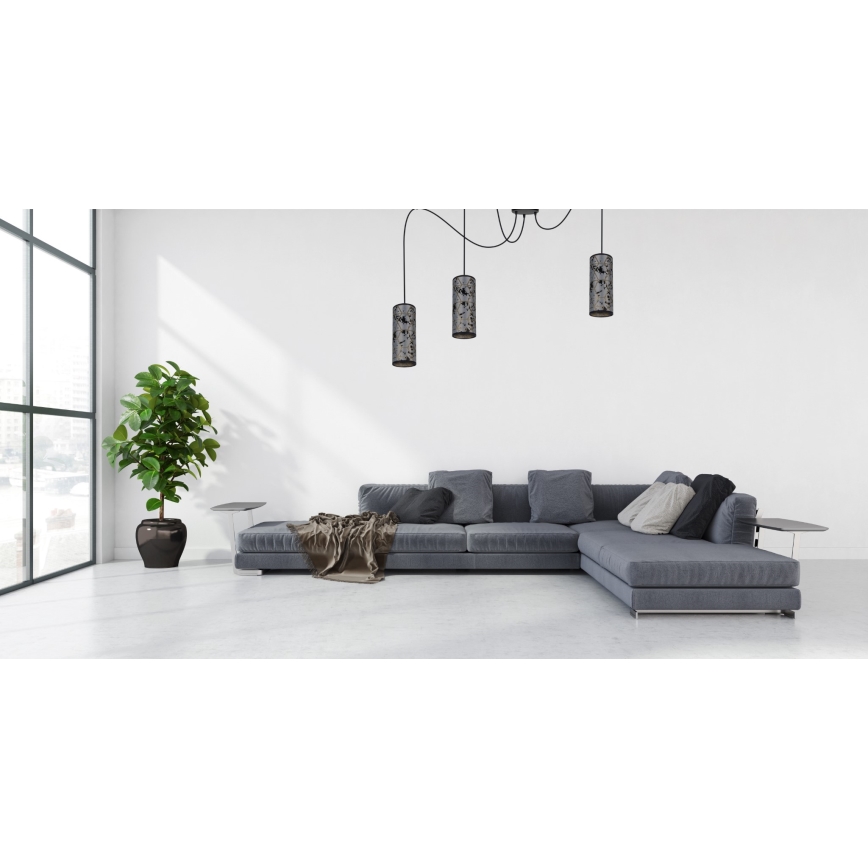 Lámpara colgante AVALO 3xE27/60W/230V araña gris/negro