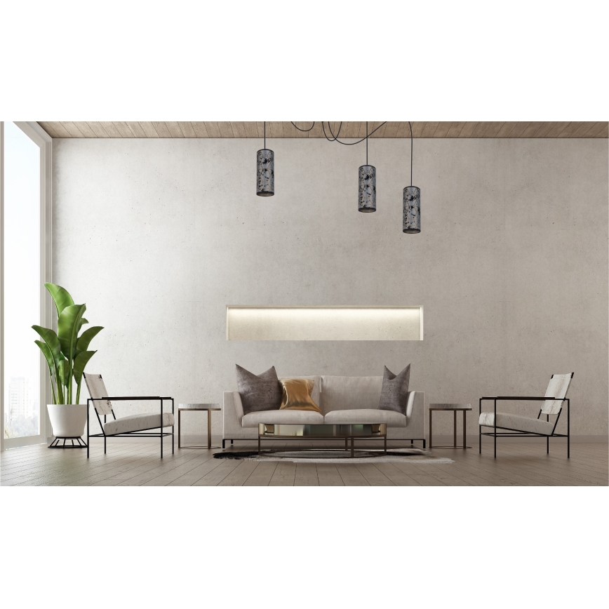 Lámpara colgante AVALO 3xE27/60W/230V araña gris/negro
