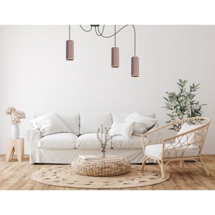 Lámpara colgante AVALO 3xE27/60W/230V araña rosa/cobre