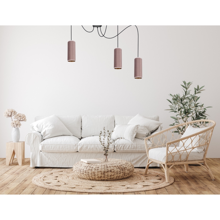 Lámpara colgante AVALO 3xE27/60W/230V araña rosa/cobre