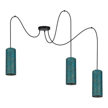 Lámpara colgante AVALO 3xE27/60W/230V araña turquesa/dorado