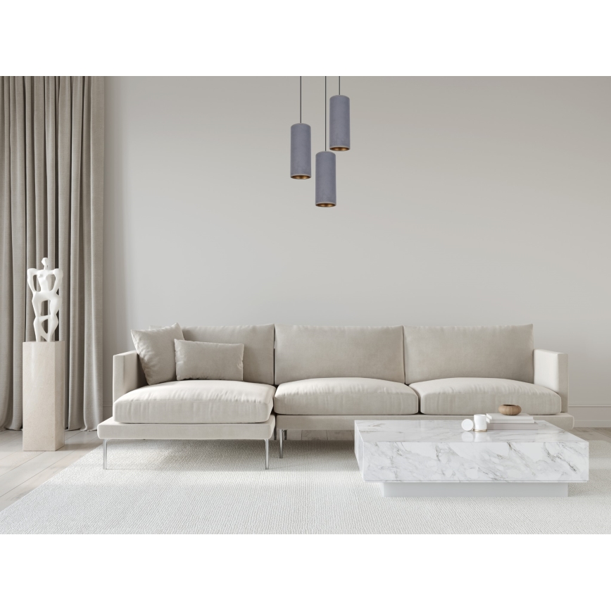 Lámpara colgante AVALO 3xE27/60W/230V diá. 35 cm gris