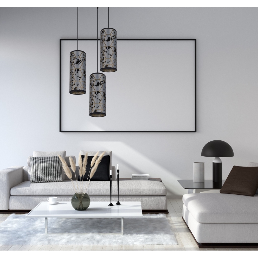 Lámpara colgante AVALO 3xE27/60W/230V diá. 35 cm gris/negro