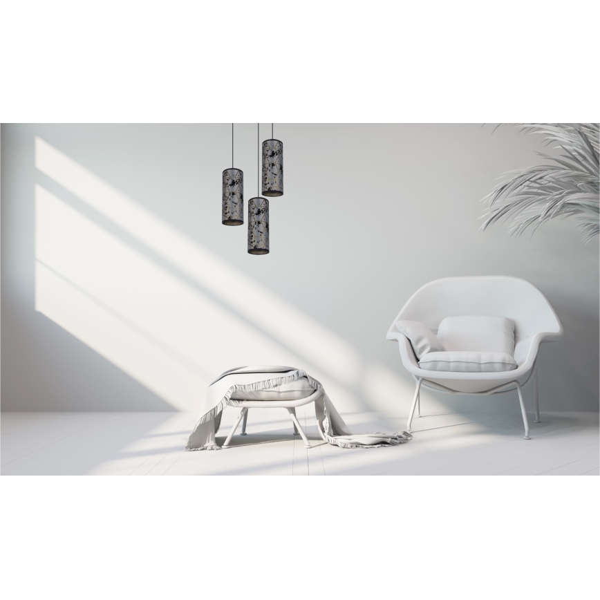 Lámpara colgante AVALO 3xE27/60W/230V diá. 35 cm gris/negro