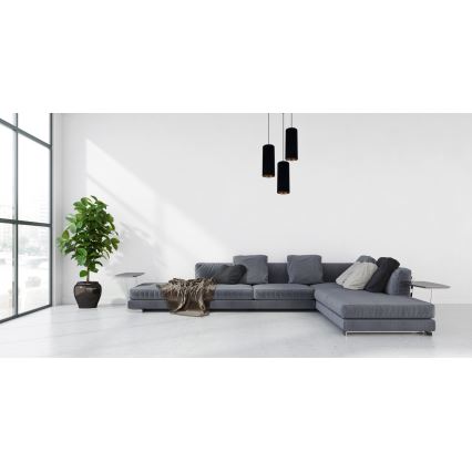 Lámpara colgante AVALO 3xE27/60W/230V diá. 35 cm negro