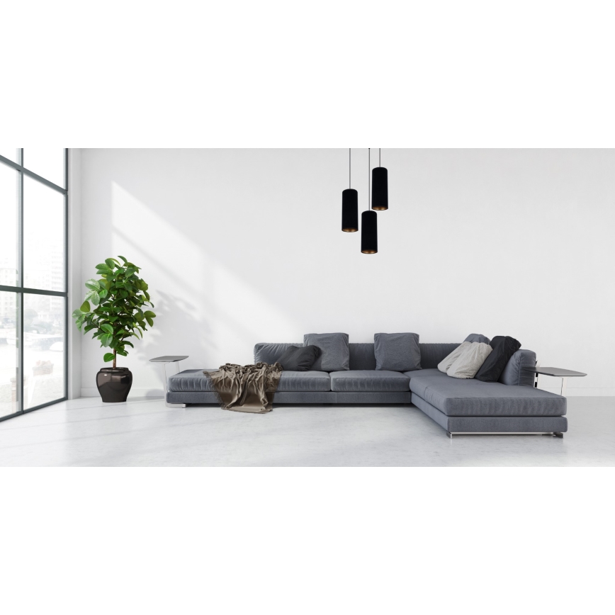 Lámpara colgante AVALO 3xE27/60W/230V diá. 35 cm negro