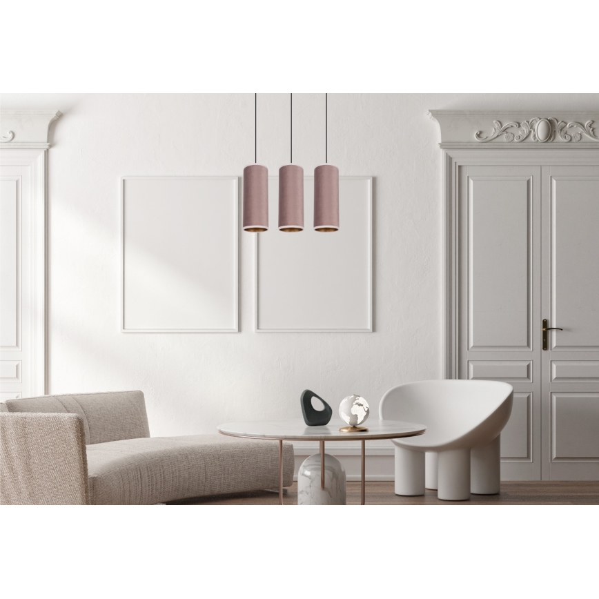 Lámpara colgante AVALO 3xE27/60W/230V rosa