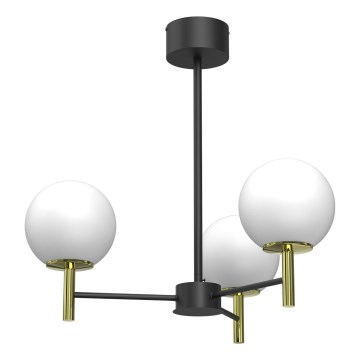 Lámpara colgante AWINION 3xE27/15W/230V blanco/dorado/negro