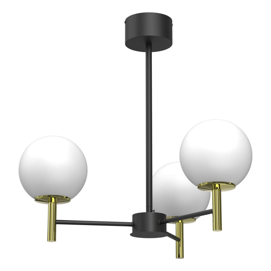 Lámpara colgante AWINION 3xE27/15W/230V blanco/dorado/negro