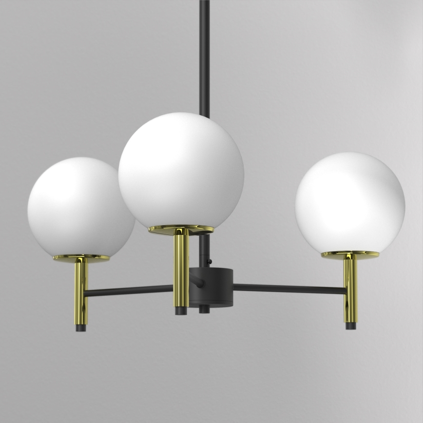 Lámpara colgante AWINION 3xE27/15W/230V blanco/dorado/negro