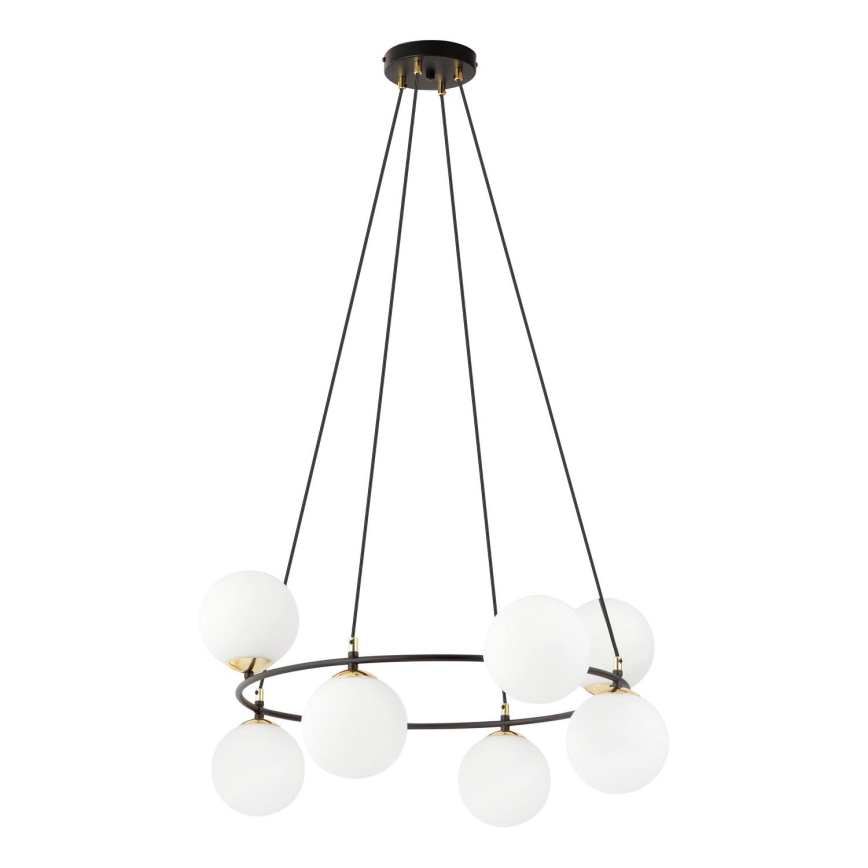 Lámpara colgante AZURA 8xE14/10W/230V negro/blanco