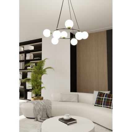 Lámpara colgante AZURA 8xE14/10W/230V negro/blanco