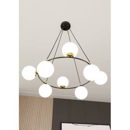 Lámpara colgante AZURA 8xE14/10W/230V negro/blanco