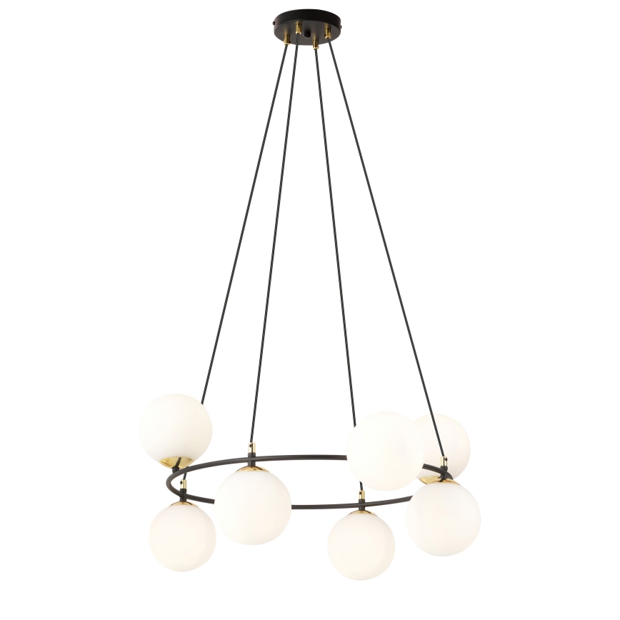 Lámpara colgante AZURA 8xE14/10W/230V negro/blanco