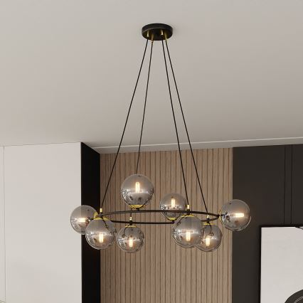 Lámpara colgante AZURA 8xE14/10W/230V negro/gris