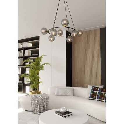 Lámpara colgante AZURA 8xE14/10W/230V negro/gris