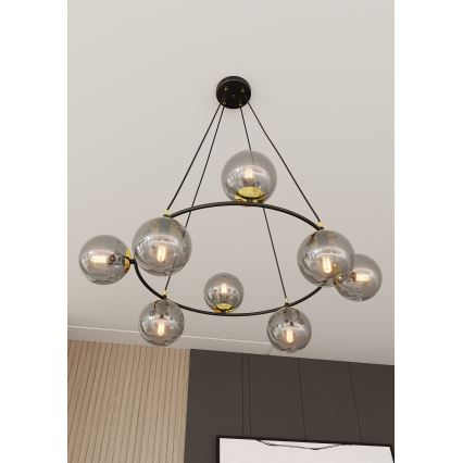 Lámpara colgante AZURA 8xE14/10W/230V negro/gris