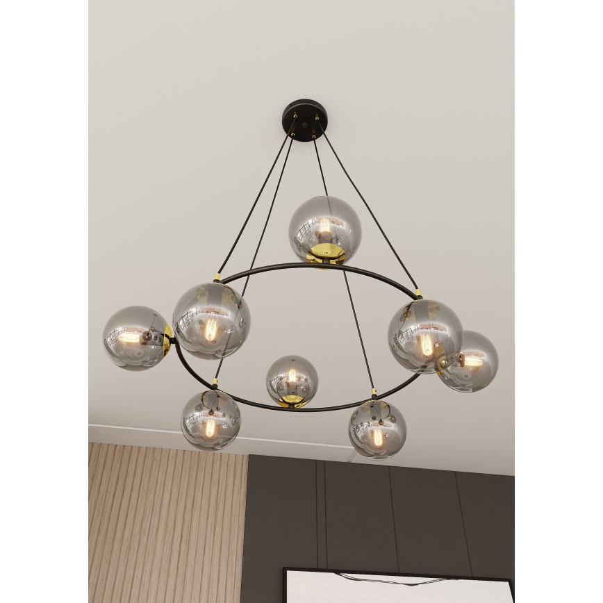 Lámpara colgante AZURA 8xE14/10W/230V negro/gris