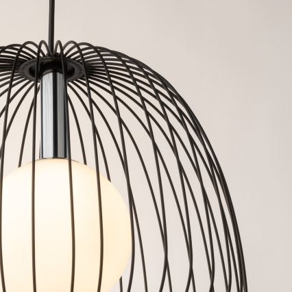 Lámpara colgante BELL 1xG9/12W/230V diá. 33 cm negro/cromo brillante