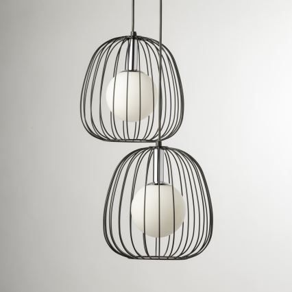Lámpara colgante BELL 2xG9/12W/230V negro/cromo brillante