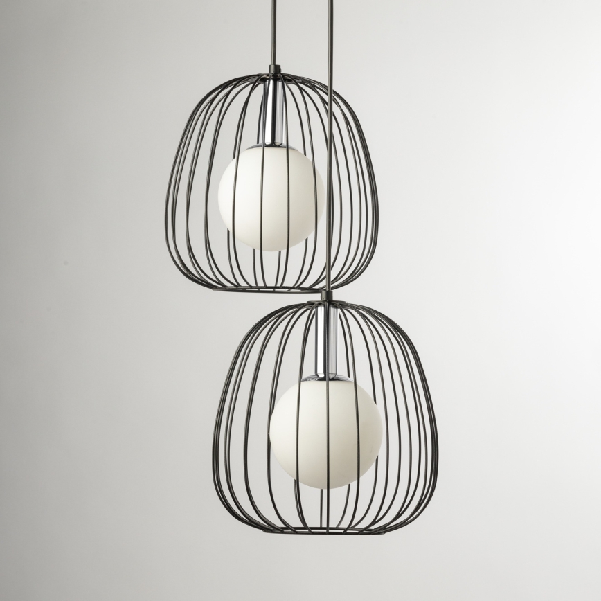 Lámpara colgante BELL 2xG9/12W/230V negro/cromo brillante