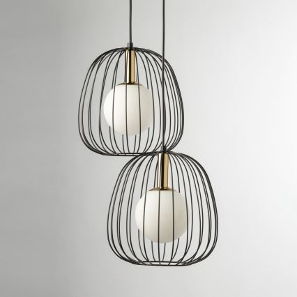 Lámpara colgante BELL 2xG9/12W/230V negro/dorado